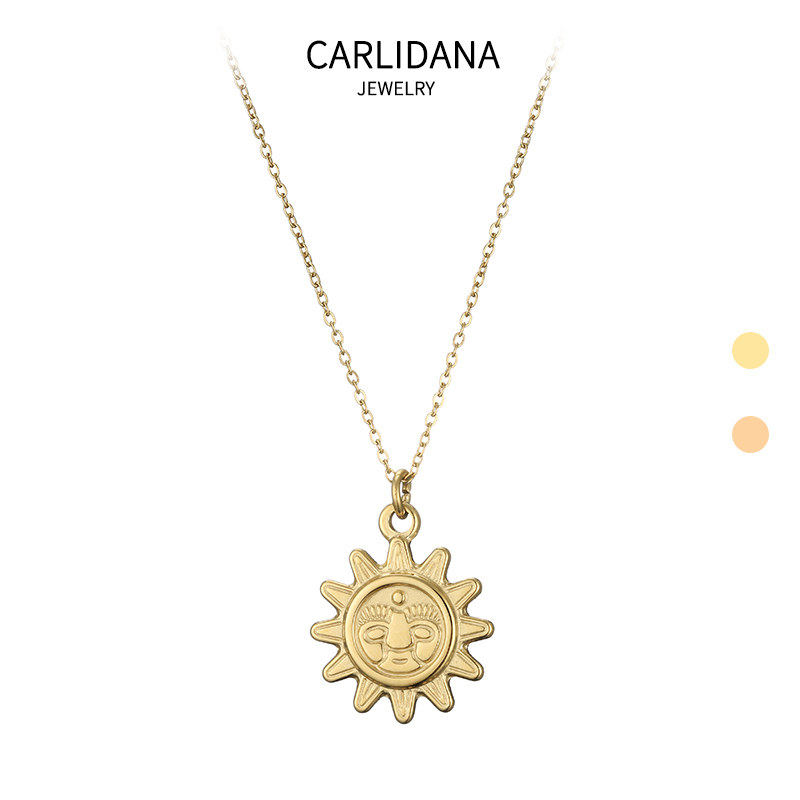 希腊太阳之神圆牌许愿项链镀18k金欧美太阳神项链复古幸运朋克