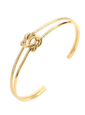 日韩风缠绕麻花开口钛钢镀金手镯