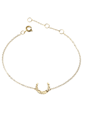 14k镀金设计新款锤纹ins月亮手链