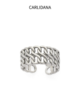 宽版男女同款钛钢开口戒指