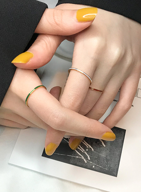 日韩超细ins尾戒IPG18K彩色戒指钛钢指环细尾戒韩版细关节戒指