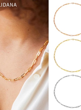 欧美不锈钢项链简约钛钢IPG18K镀金长锤锁骨链男女ins极简风颈链