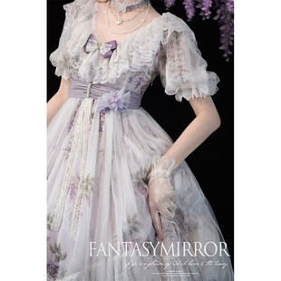 浮世镜原创四月花信Lolita田园碎花紫优雅op连衣裙 闭店清仓