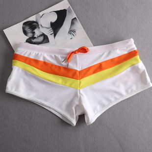 特价 泳裤 低腰紧身性感舒适拼色 条纹撞色男士 青年男生紧身游泳裤