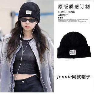Jennie金智妮同款秋冬季针织毛线帽子女韩版百搭显脸小大头围冷帽