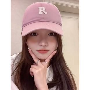 灰粉色干枯玫瑰～好版型温柔气质字母RP软顶棒球帽子女夏鸭舌帽