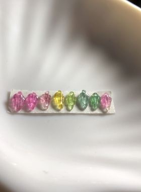 diy天然彩虹色碧玺手串裸石