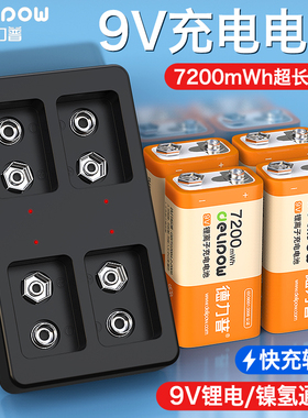 德力普9v充电电池大容量万用表方块形麦克风话筒吉他九伏可充锂电