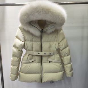 2024新款 秋冬韩版短款女士羽绒服 收腰带 连帽 毛领 小个子 女款