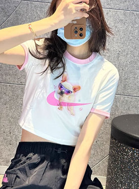 耐克NIKE短袖女装运动服针织时尚透气休闲圆领T恤衫HM4621-133