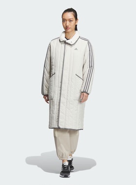 阿迪达斯女子2023冬季新款翻领户外休闲运动保暖外套棉服IL8952