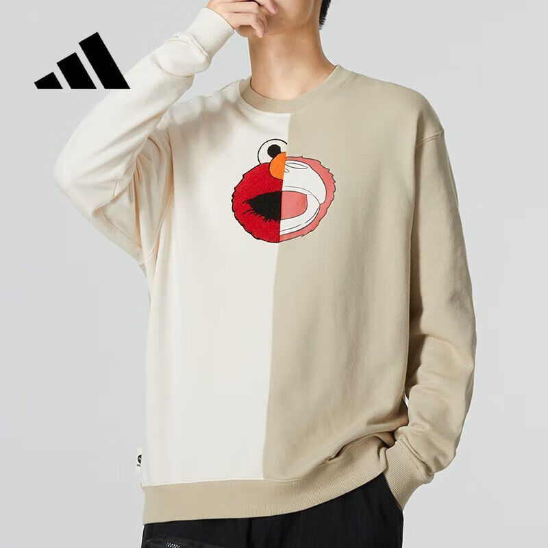 Adidas阿迪达斯男子套头衫春秋季拼接色圆领宽松卫衣HM9944