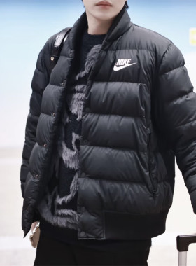 耐克NIKE黑色经典保暖防风户外运动休闲立领外套羽绒服IB4499-010