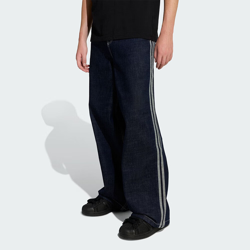 阿迪达斯adidas三叶草男子舒适百搭户外牛仔宽松阔腿运动裤KS6916
