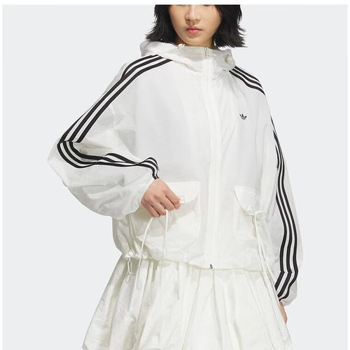 阿迪达斯三叶草女子户外连帽宽松简约时尚防风衣外套KB8964