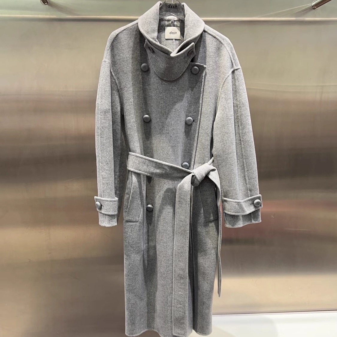 3J4G303吊牌3895小地素dzzit专柜正品2025冬四波女中灰色长大衣