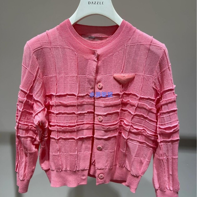 2I2EC02吊牌2399大地素DAZZLE专柜正品2024夏女士肌理毛衫两件火