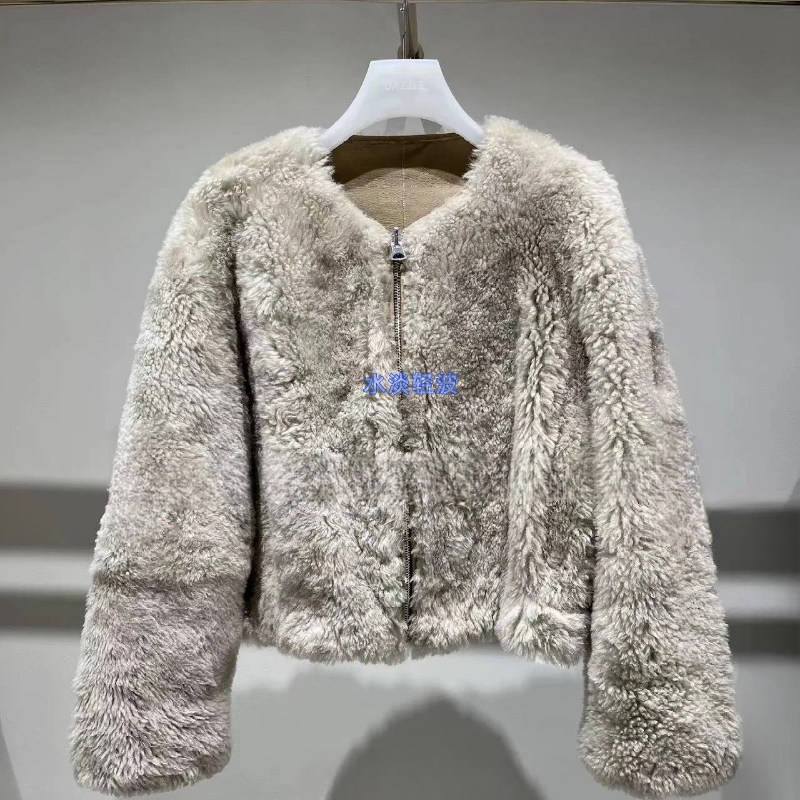 2H4M409吊牌11990大地素DAZZLE专柜正品2023冬女士皮毛一体