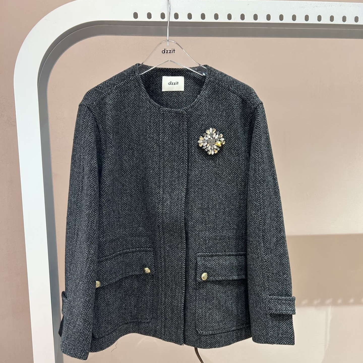 3J3G201吊牌2490小地素dzzit专柜正品2025秋六波女圆领短款大衣