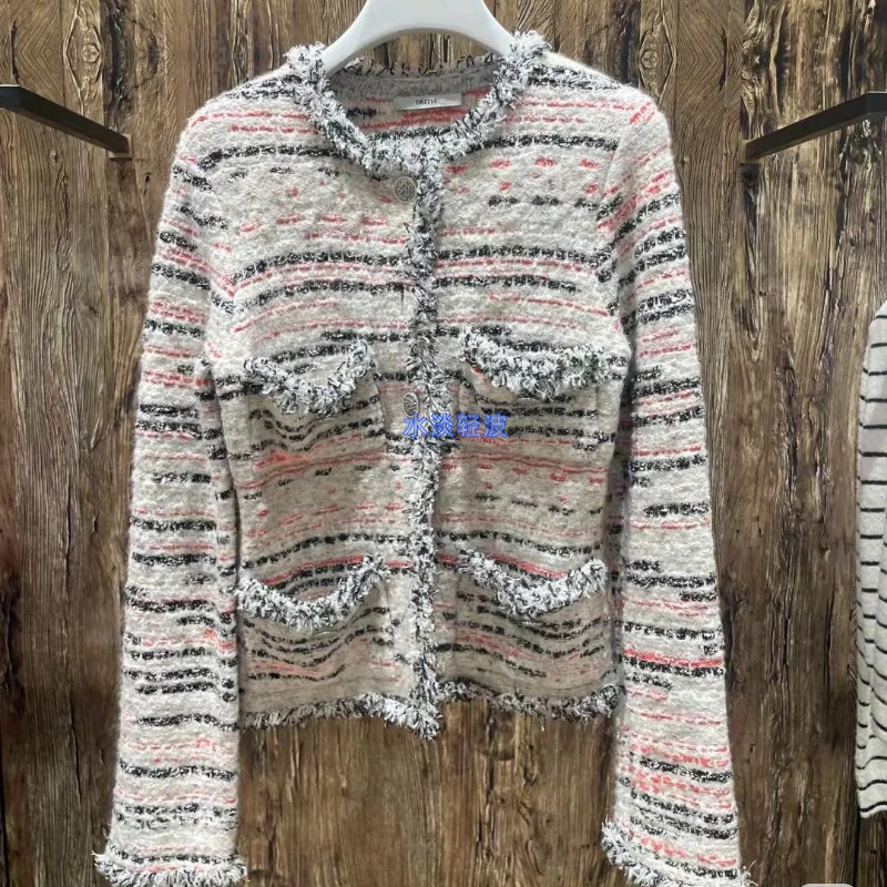 2H4E575吊牌2799大地素DAZZLE专柜正品2023冬女士针织长袖开衫火