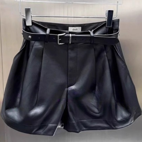 3J3R105吊牌935小地素dzzit专柜正品2025秋三波高腰PU阔腿短裤