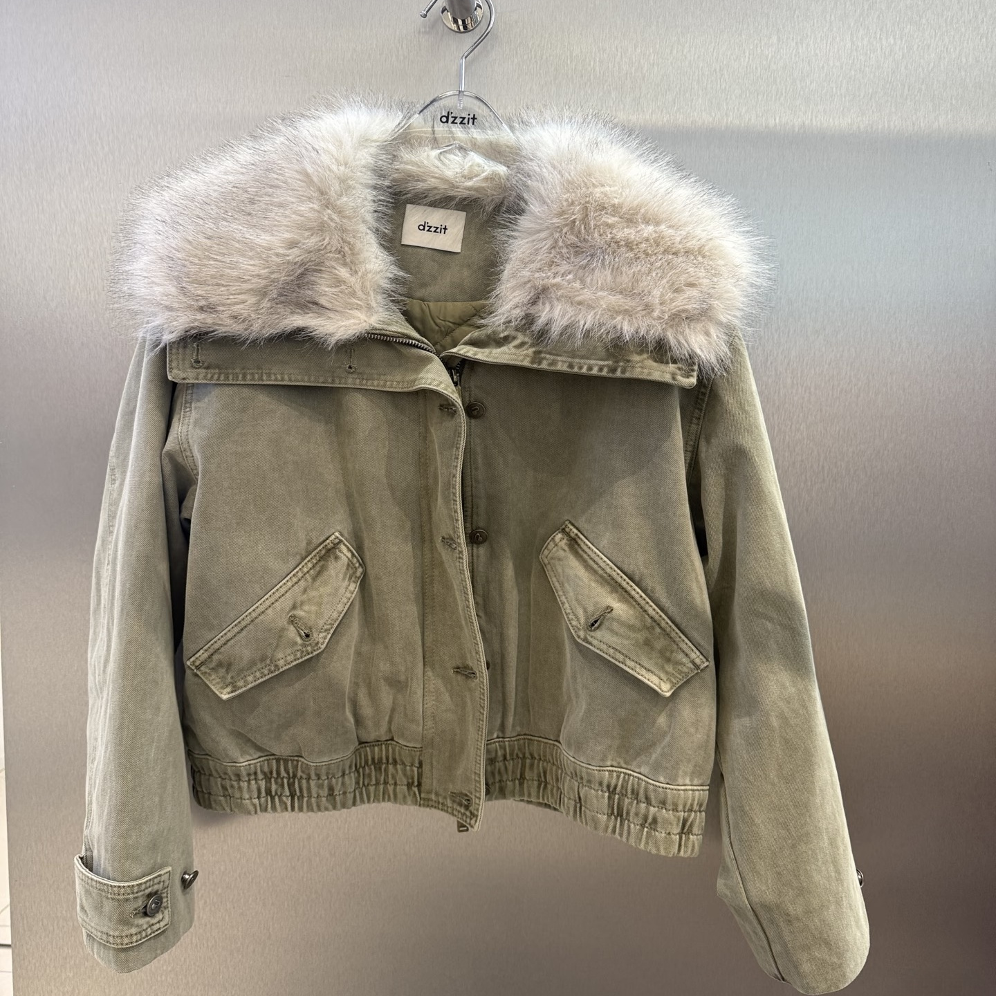 3J4GB06吊牌1995小地素dzzit专柜正品2025冬四波带毛领牛仔外套