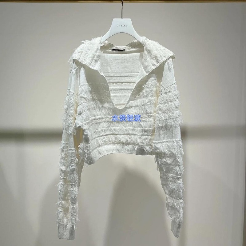 2H3E413吊牌1899大地素DAZZLE专柜正品2023秋女肌理套头长袖毛衫