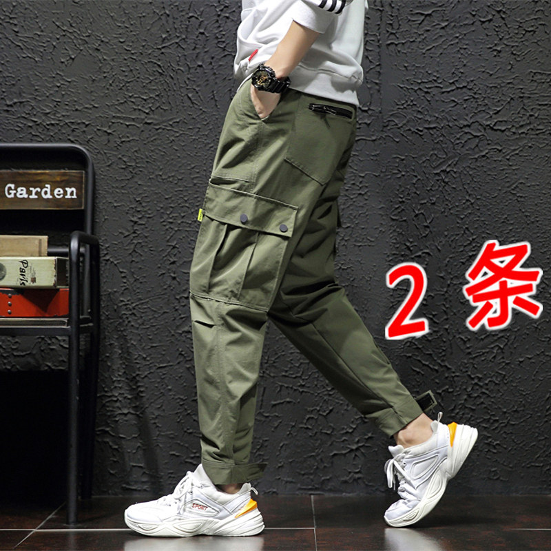 春夏多口袋工装裤男长裤宽松大码裤男薄款休闲裤直筒修身工作裤男