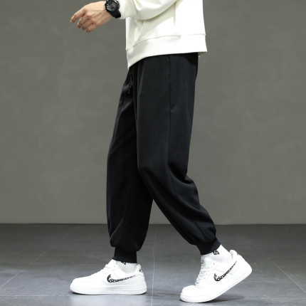 加绒加厚保暖卫裤子男款休闲长裤束脚秋冬季外穿运动裤潮青少年