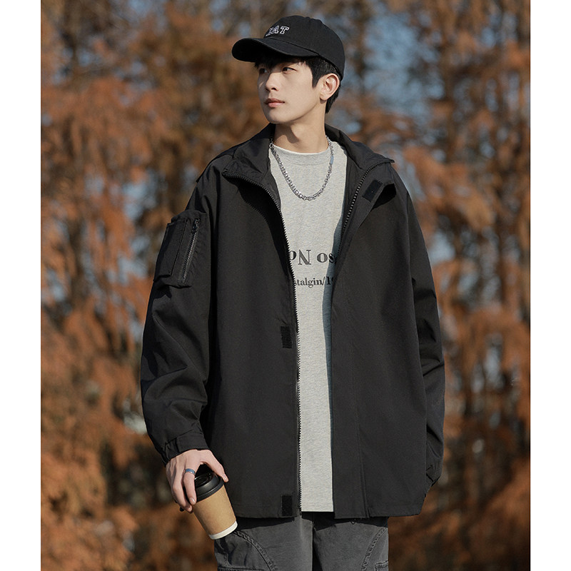 桑延同款魔术贴冲锋衣男款川西旅游穿搭登山防晒外套机能工装夹克