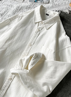 日系cityboy打底白衬衫男长袖高级感小众休闲叠穿内搭纯棉衬衣夏