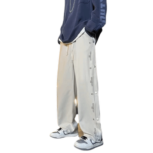 高中生裤子男款潮牌排扣裤男篮球全开扣高街直筒休闲长裤男生夏季