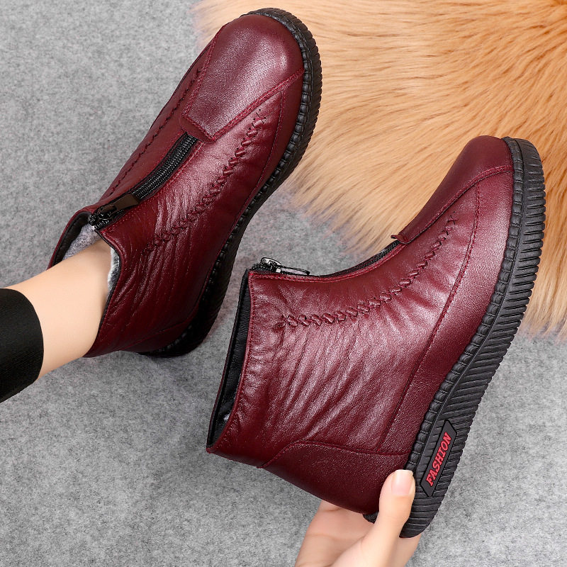 保暖妈妈棉鞋女秋冬季加绒平底防滑老人短靴子中老年人保暖雪地靴,女鞋,棉鞋,淘宝优惠券,粉丝福利购,淘宝优惠卷