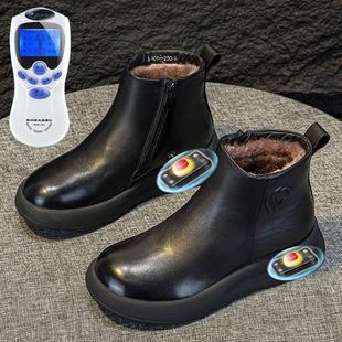 冬季足部电脉冲按摩老人鞋保暖加绒雪地鞋女磁能震动多功能按摩鞋