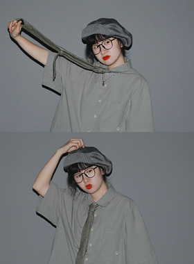 HOW羊毛纯色窄版手打男女衬衣百搭潮流复古千鸟格绿色领带礼盒