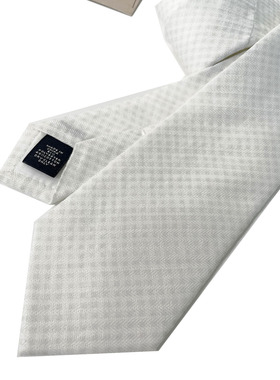 HOW CL白色7厘米小格子手打男士纯色百搭四季款领带