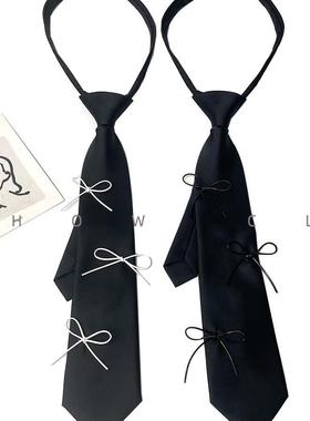 HOWCL自制小众拉链蝴蝶结简约ins男女百搭黑色设计感领带