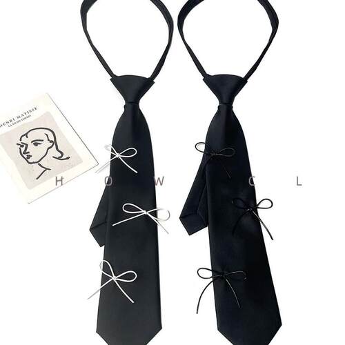 HOWCL黑色衬衫领带小众设计感