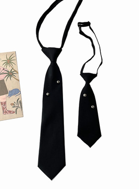 HOW CL自制铆钉朋克免打黑色学生装饰帅气韩版学院风百搭领带