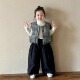 厚款 女童复古格子棉马甲2024冬季 童装 韩版 茧型韩系马甲时髦潮 新款
