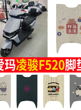 适用于爱玛凌骏F520电动车丝圈脚垫防水防滑橡胶耐磨专用脚踏垫子