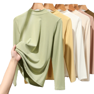 优可丝打底衫女春秋薄款内搭莫代尔修身T恤中领显瘦百搭长袖上衣