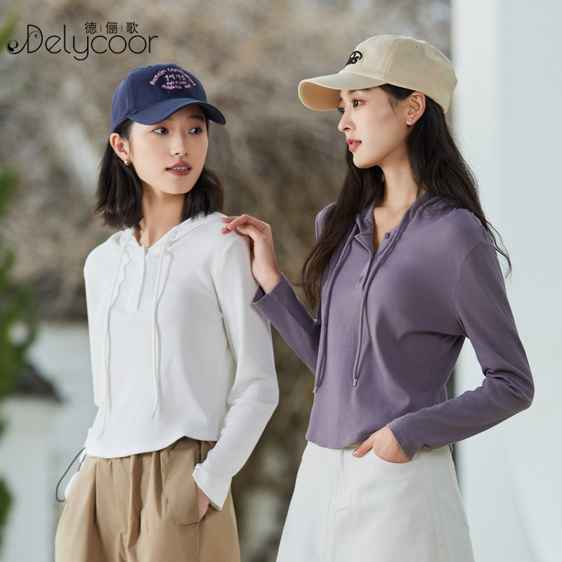 连帽卫衣女打底衫春薄款内搭2026新款显瘦帽衫长袖小个子短款上衣