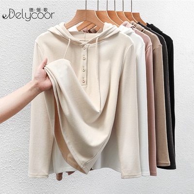 双面德绒连帽卫衣女秋冬百搭上衣