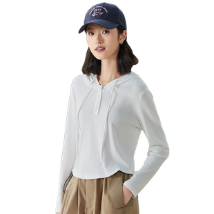 连帽卫衣女打底衫春薄款内搭2026新款显瘦帽衫长袖小个子短款上衣