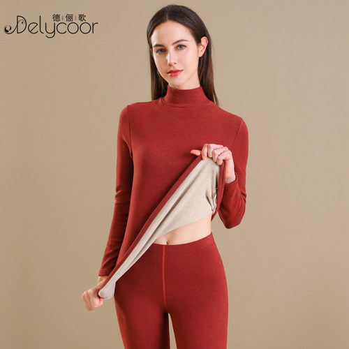 德俪歌长袖蚕丝山羊绒保暖内衣女