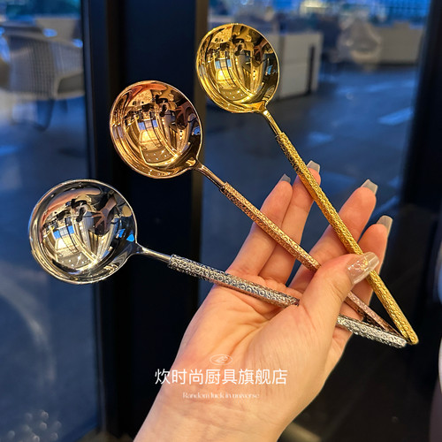 【老板娘家自用轻奢】日式气泡锤纹304不锈钢西餐勺主餐更吃饭勺