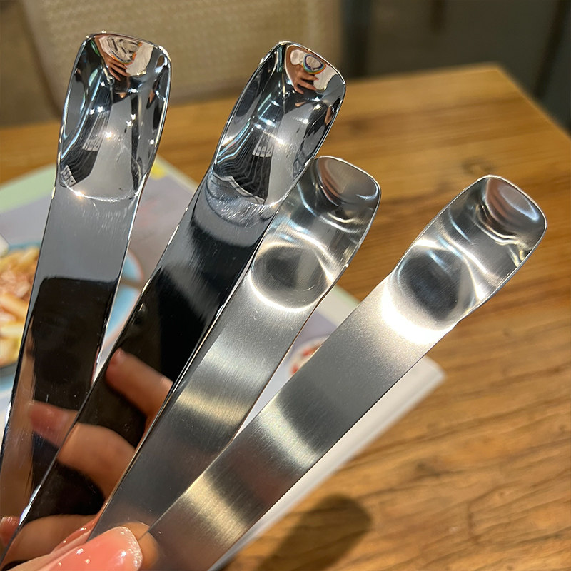 【老板娘自留款漂亮】18/10不锈钢方头甜品勺子酸奶勺咖啡搅拌勺