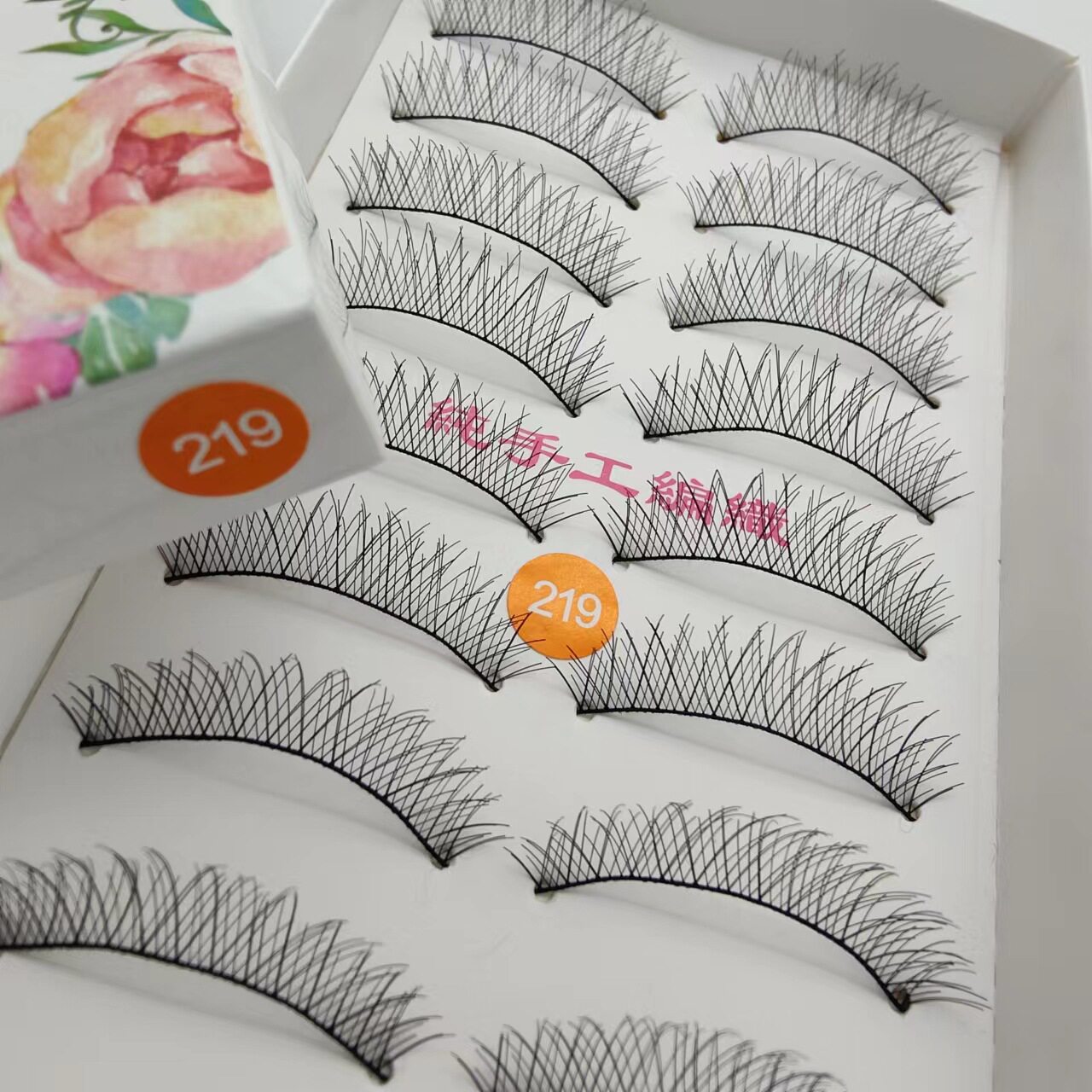 新款219交叉款假睫毛手工棉线梗自然裸妆眼睫毛10对装纤长实物拍