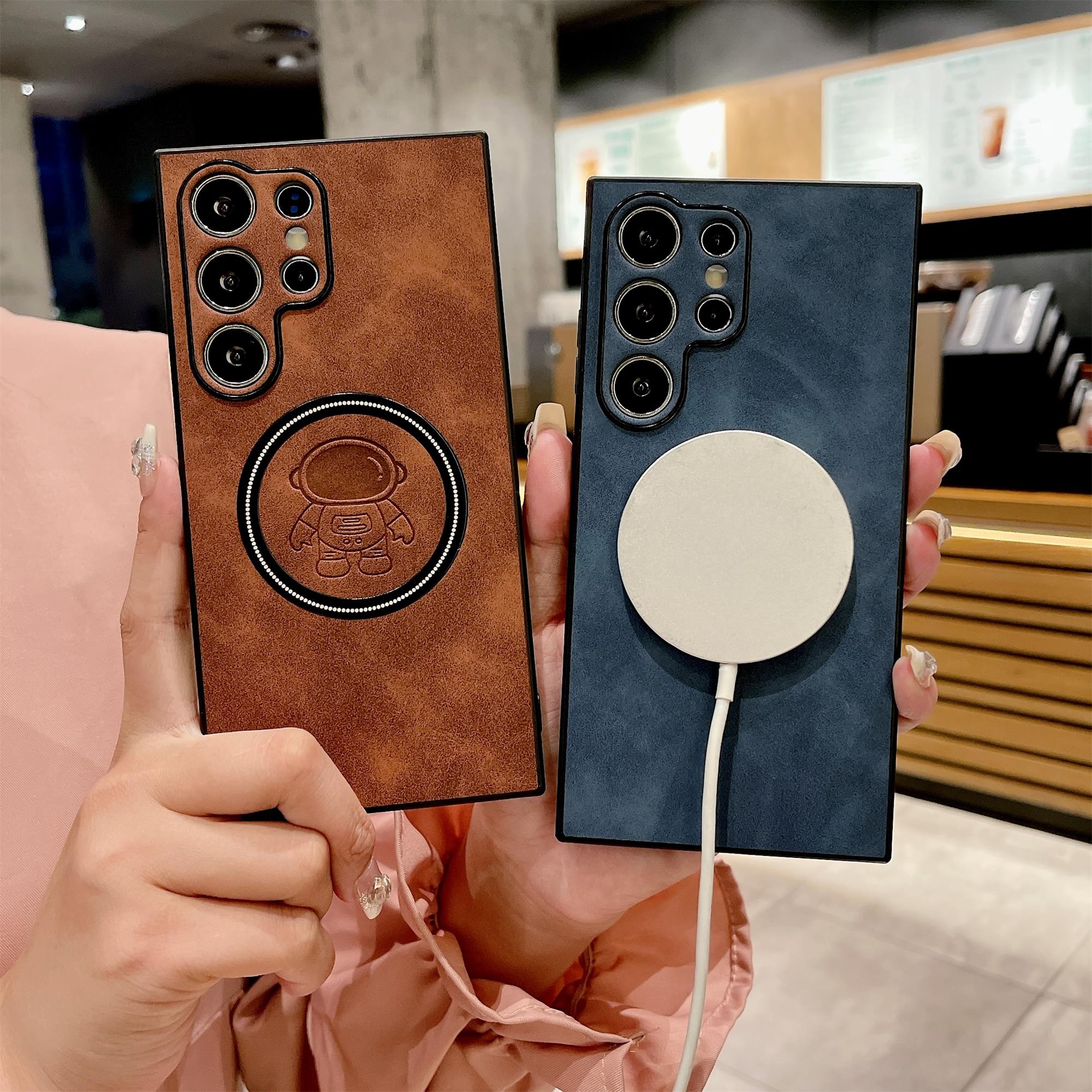 磁吸太空人适用三星S25ultra高级感简约手机壳S24ultra防滑硅胶防摔手机壳三星S23ultra磨砂S22ultra保护软壳